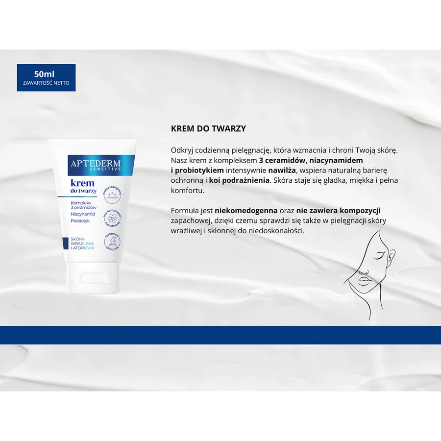 Aptederm Sensitive, face cream, sensitive and atopic skin, 50 ml
