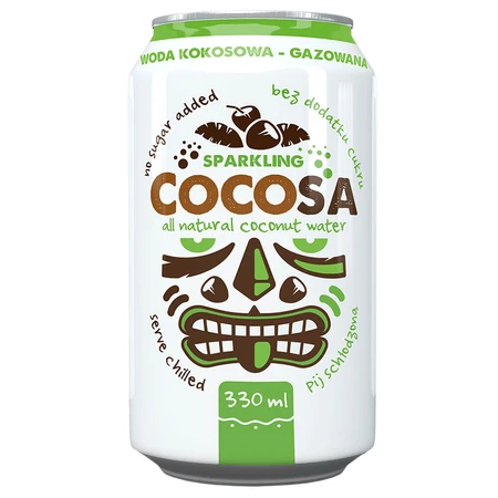 Diet-Food Cocosa Sparkling Coconut Water, agua de coco carbonatada, 330 ml