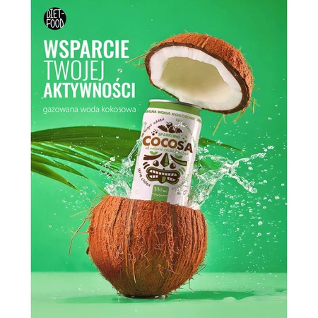 Diet-Food Cocosa Sparkling Coconut Water, agua de coco carbonatada, 330 ml