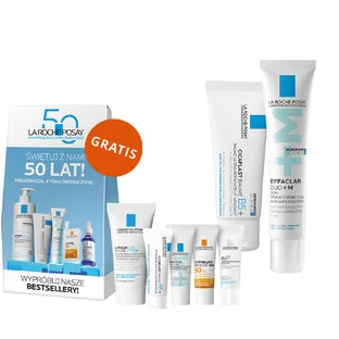 La Roche-Posay Kit Cicaplast Baume B5+, beruhigende regenerierende Lotion, 40 ml + Effaclar DUO+M, feuchtigkeitsspendende Aknecreme, 40 ml + Mini-Produktbox gratis