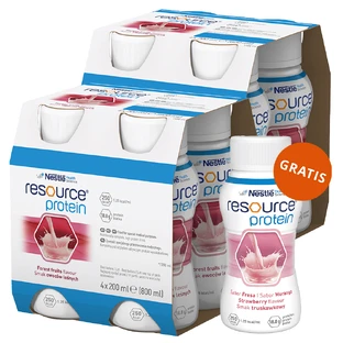 Resource Protein kit, nutritional formula, forest fruit flavor, 8 x 200 ml + strawberry flavor, 200 ml free