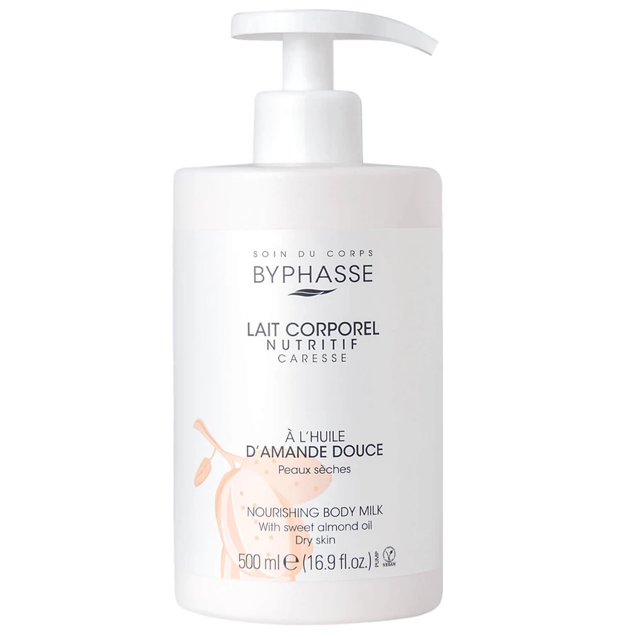 Byphasse, nourishing body milk with sweet almond oil, dry skin, 500 ml