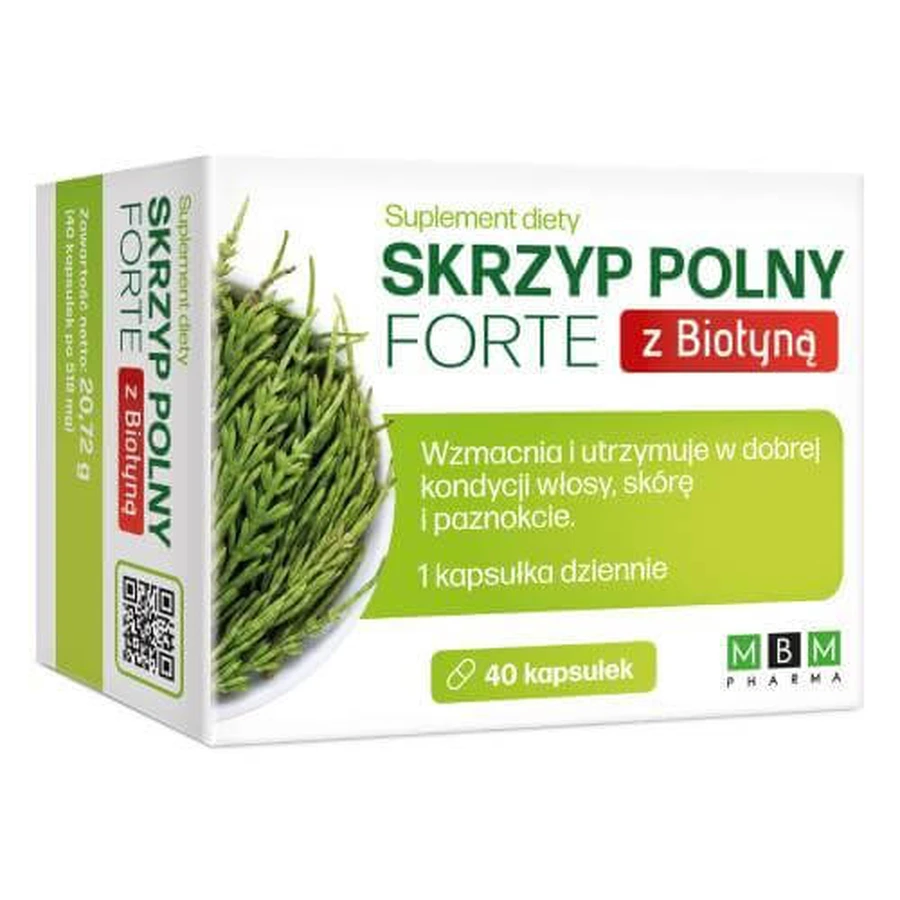Horsetail Forte cu biotină, 40 capsule