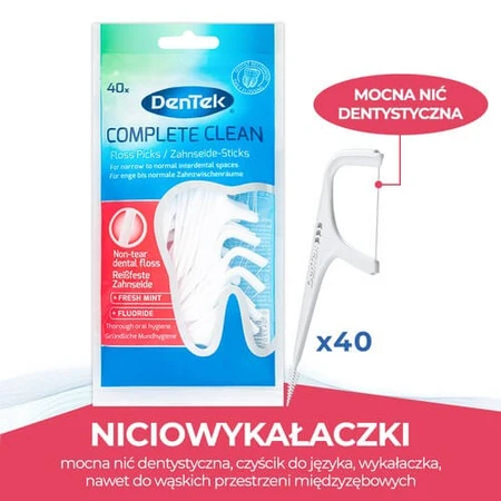 DENTEK Cure-dents en fil dentaire complet et propre, 40 pièces