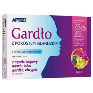 Apteo Throat with Icelandic lichen with blackcurrant flavor, 36 lozenges. for sucking