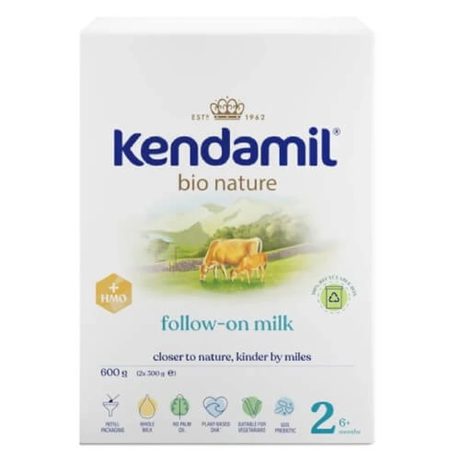 Kendamil BIO Nature 2 HMO+ Leche de continuación para lactantes de 6-12 meses, 600 g