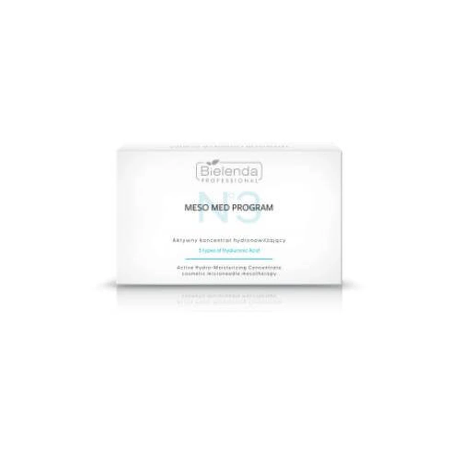 BIELENDA PROFESSIONAL Meso Med Program Aktives Feuchtigkeitskonzentrat mit 5 Formen von Hyaluronsäure, 3ml x 10 Stück