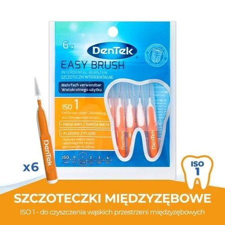 DENTEK Cepillos interdentales Easy Brush tamaño 1, 6pcs
