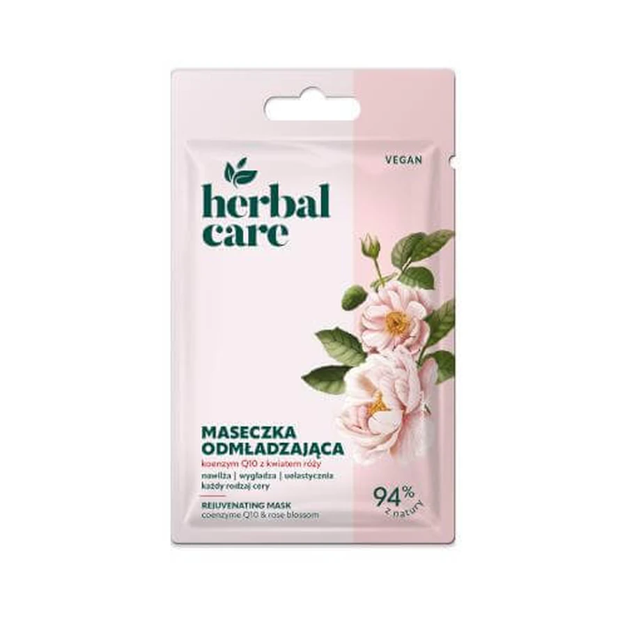 Farmona Herbal Care Mascarilla rejuvenecedora vegana Coenzima Q10 Flor de rosa, 7 g