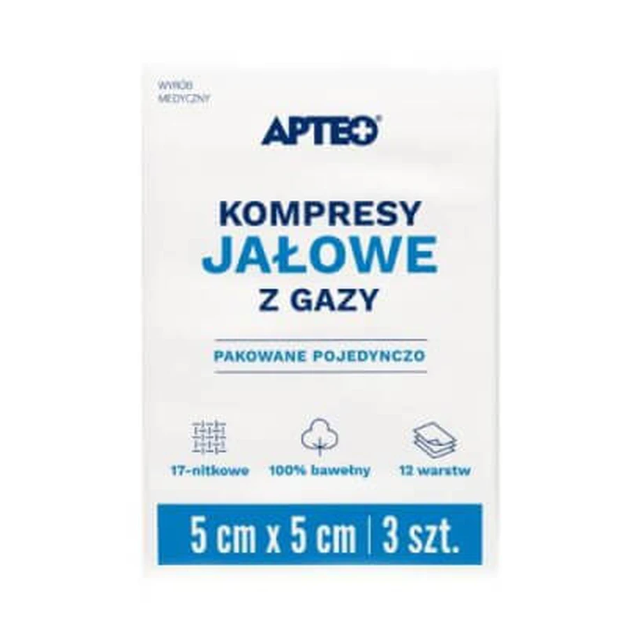 APTEO CARE sterile gauze compresses 5x5cm, 3 pieces