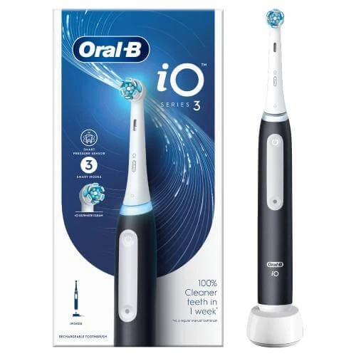 Oral-B iO Series 3 Black electric toothbrush.