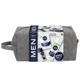 NIVEA MEN Sensitive Elegance Set Espuma de Afeitar Calmante, 200ml + Bálsamo After Shave, 100ml + Crema Multiusos, 75ml + Black&White Invisible Original Antitranspirante, 50ml