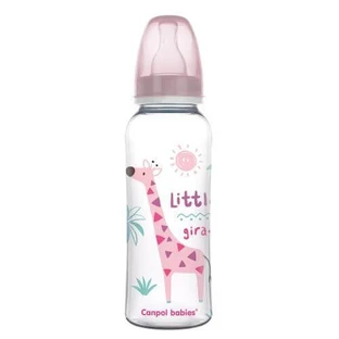 CANPOL BABIES Kleine giraffe Fles smal roze 12m+, 330ml