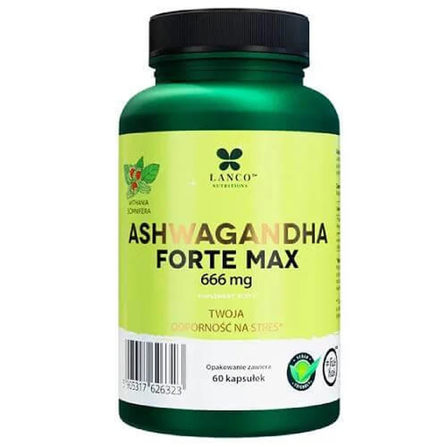 LANCO NUTRITIONS Ashwagandha Forte Max Votre résistance au stress, 60 gélules