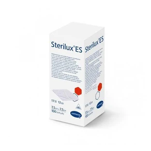 STERILUX ES unsterile 17-fädige 12-lagige Mulltupfer 7,5cm x 7,5cm, 100 Stück.