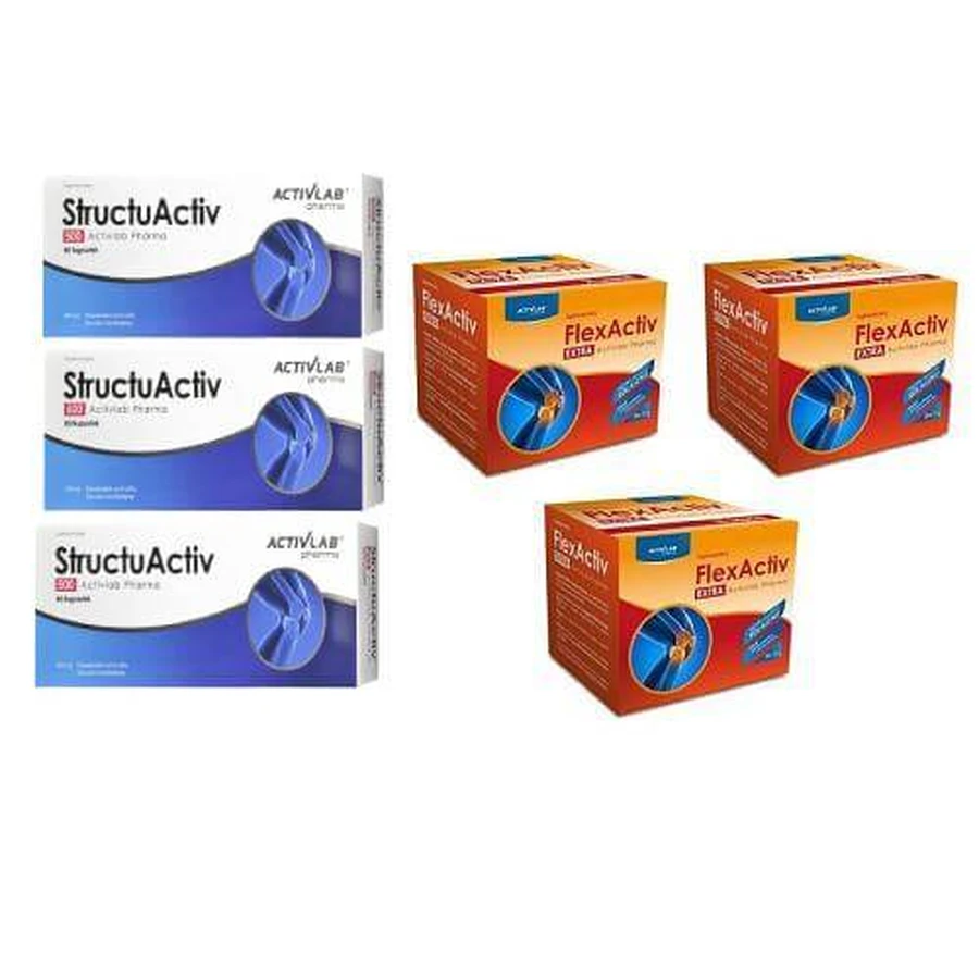 FlexActiv Extra set, 3x 30 sachets + StructuActiv 500mg, 3x 60 capsules