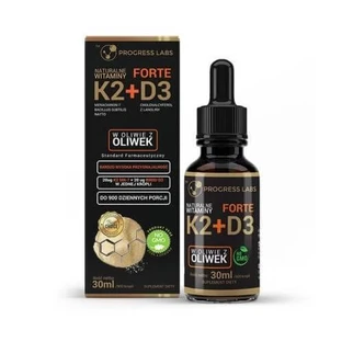 Progress Labs Vitamine K2 MK7 + D3 Forte gouttes, 30 ml