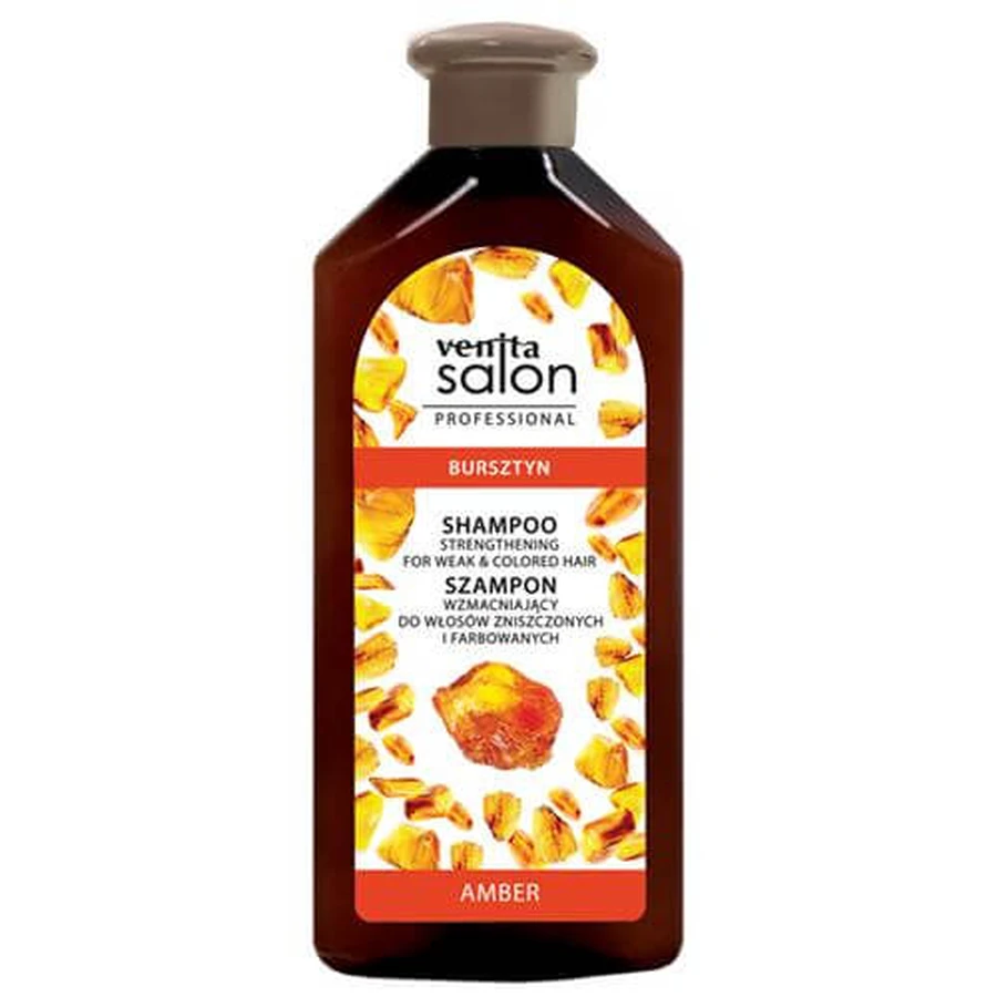 VENITA SALON Champú fortalecedor con extracto de ámbar para cabellos dañados y teñidos , 500ml