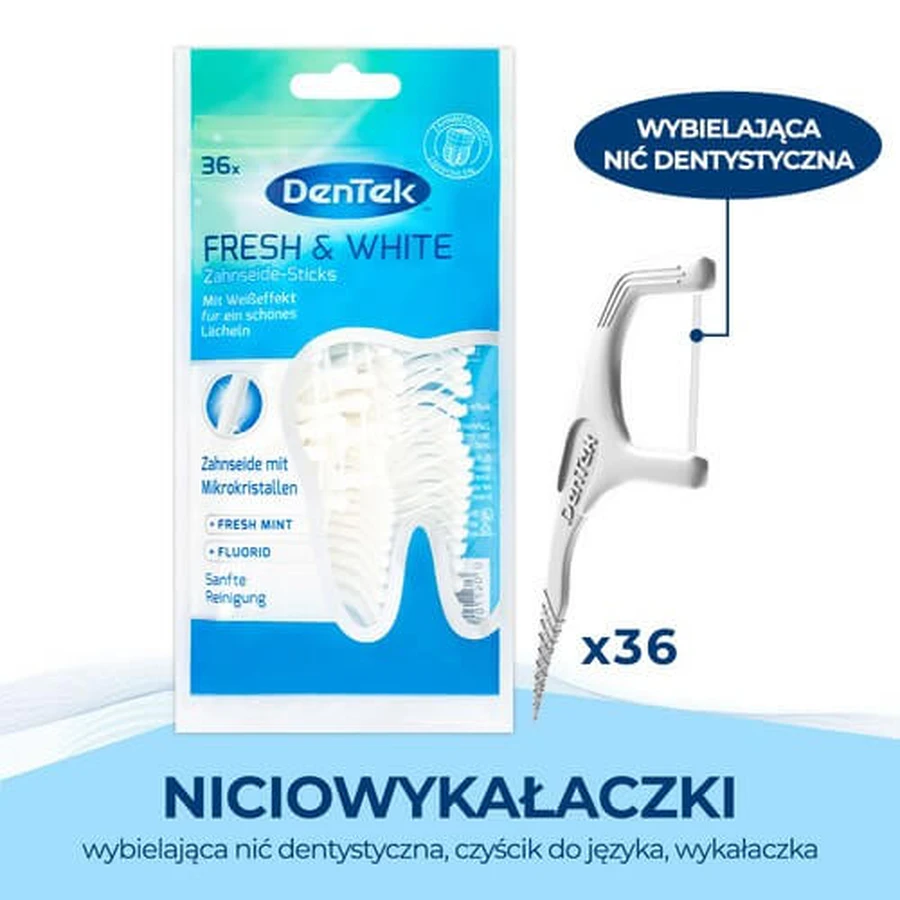 DENTEK Fresh&White Floss Toothpicks, 36pcs