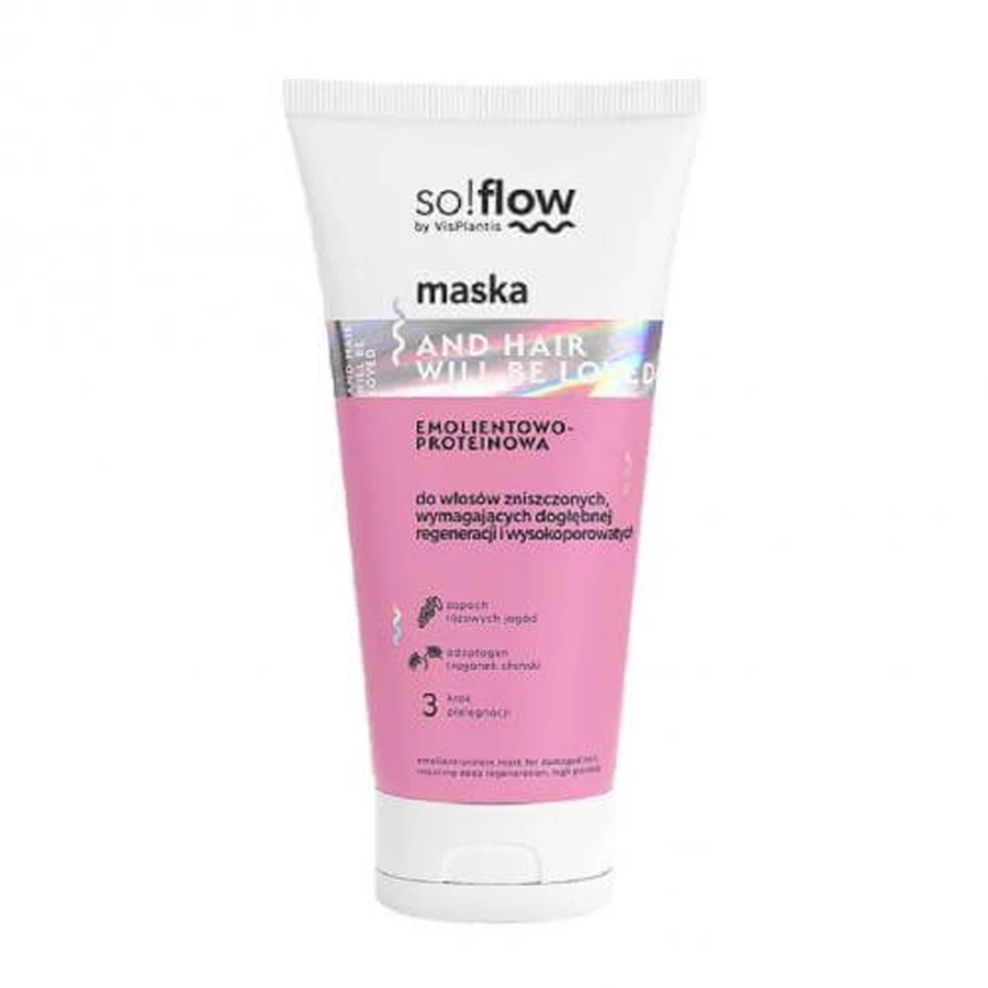 so!flow by Vis Plastis Emollient-Protein-Maske für geschädigtes Haar, 200 ml