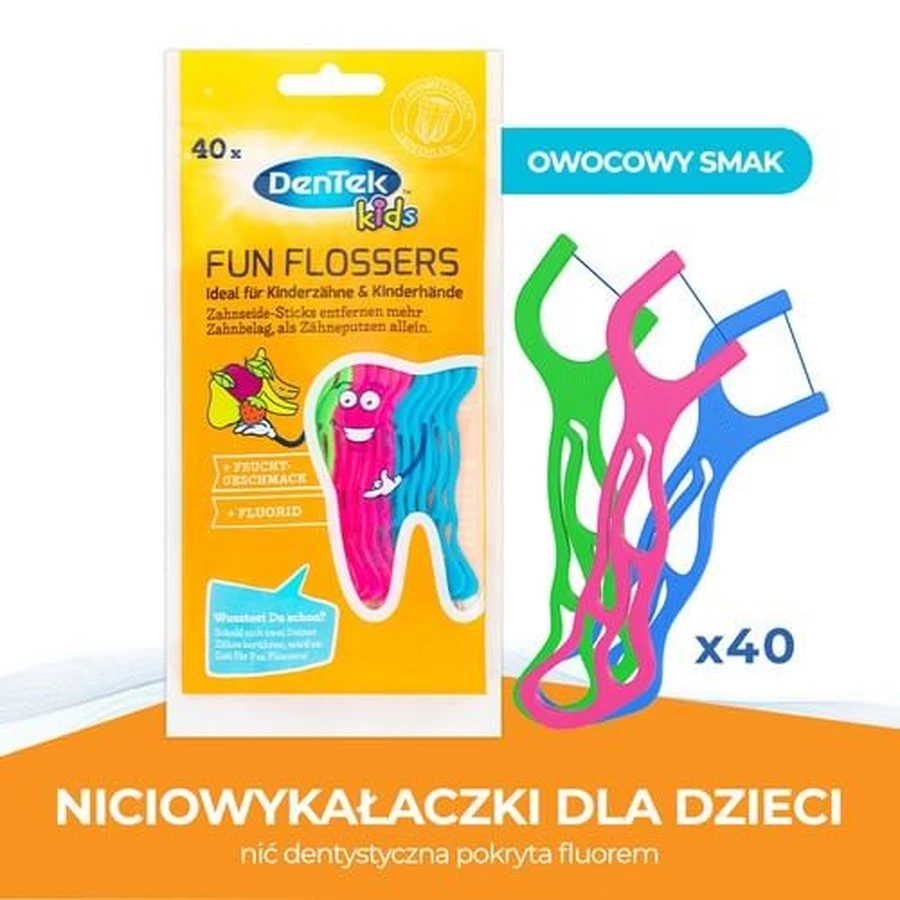 DENTEK Kids Dental Floss Toothpicks Fyn Flossers, 40pcs
