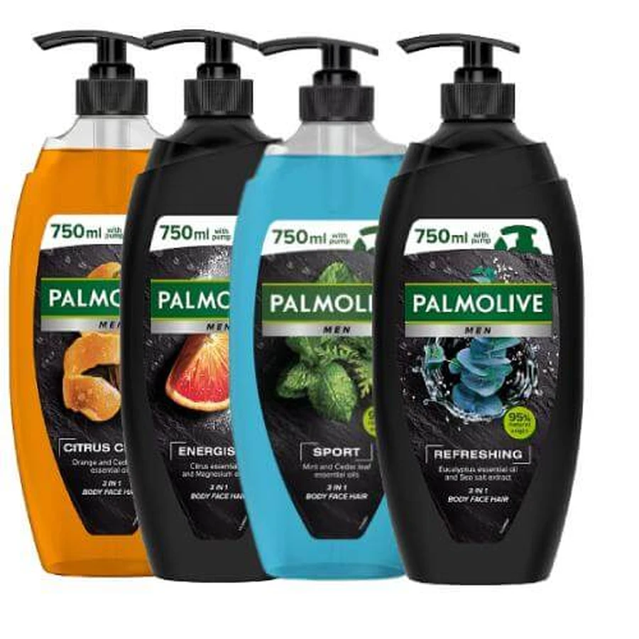 PALMOLIVE MEN douchegel set 3in1 mix geuren, 4x750ml