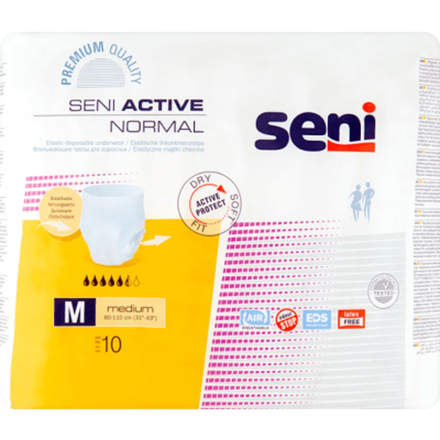 SENI ACTIVE Normal M, 10 Stk. - Flexibler saugfähiger Slip