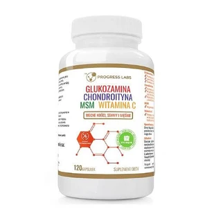 Progress Labs Glucosamine, Chondroïtine, MSM, Vitamine C, 120 gélules