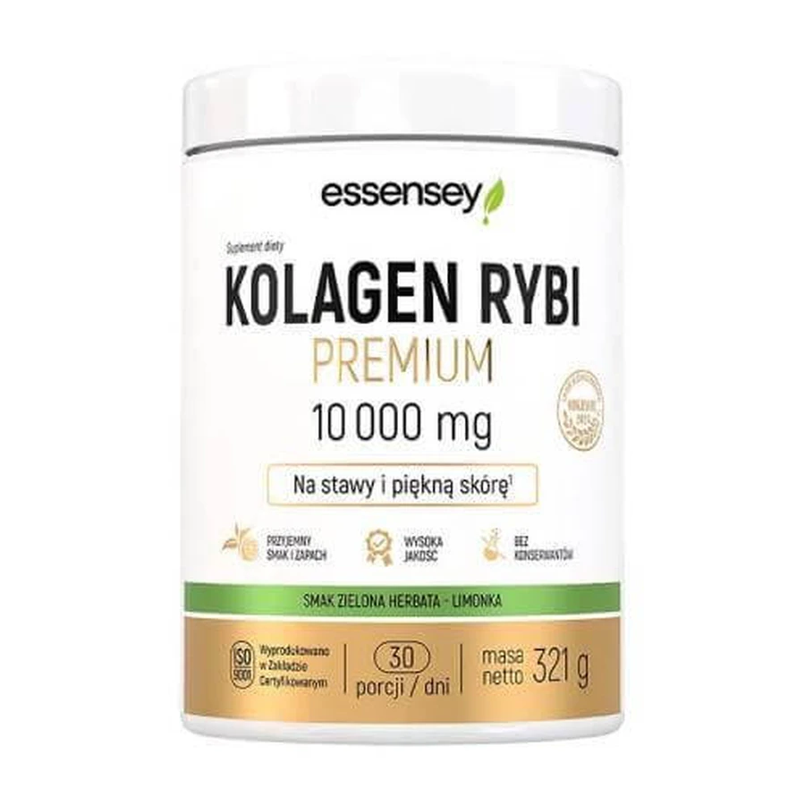Essensey Collagène de poisson Premium goût thé vert-citron vert, 321 g