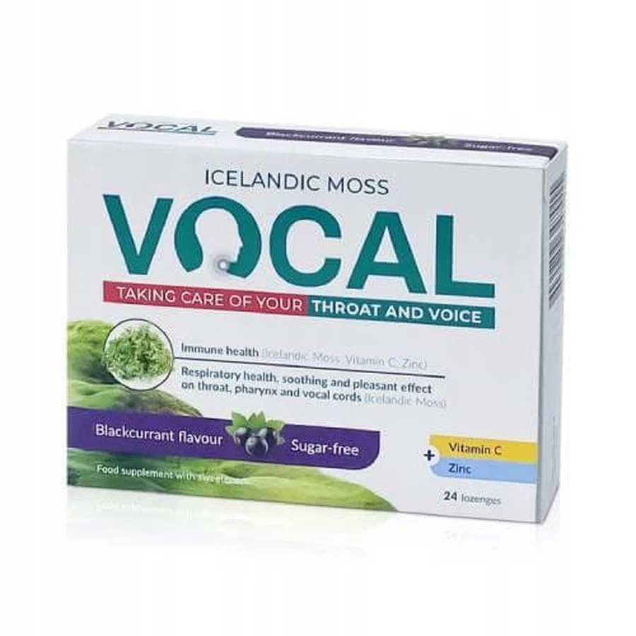 VOCAL blackcurrant flavored soft lozenges, 24 pcs