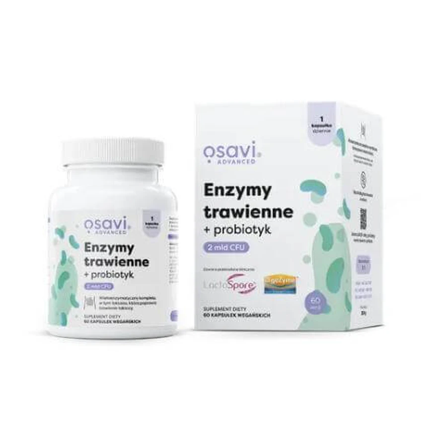 Osavi Erweiterte Verdauungsenzyme + Probiotikum, 60 Kapseln