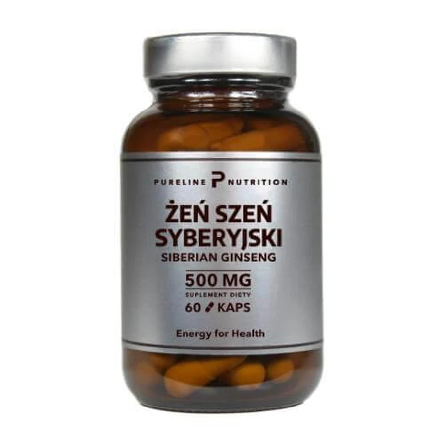 Pureline Nutrition Siberian Ginseng 500 mg, 60 caps