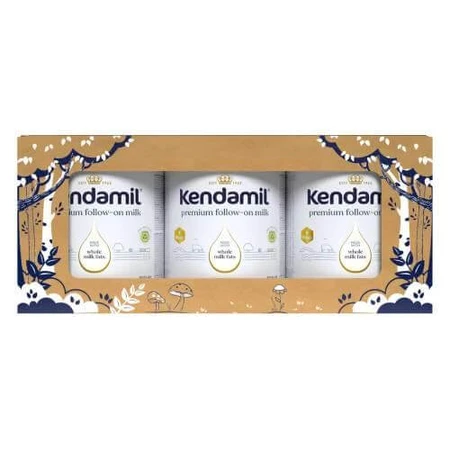 Kendamil Leche de continuación 2 DHA+, envase de cuento con teatro, 3x800g