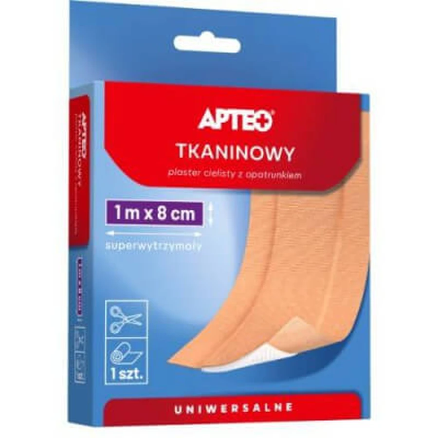 APTEO Flesh-colored fabric patch with dressing 1 m x 8 cm, 1 piece