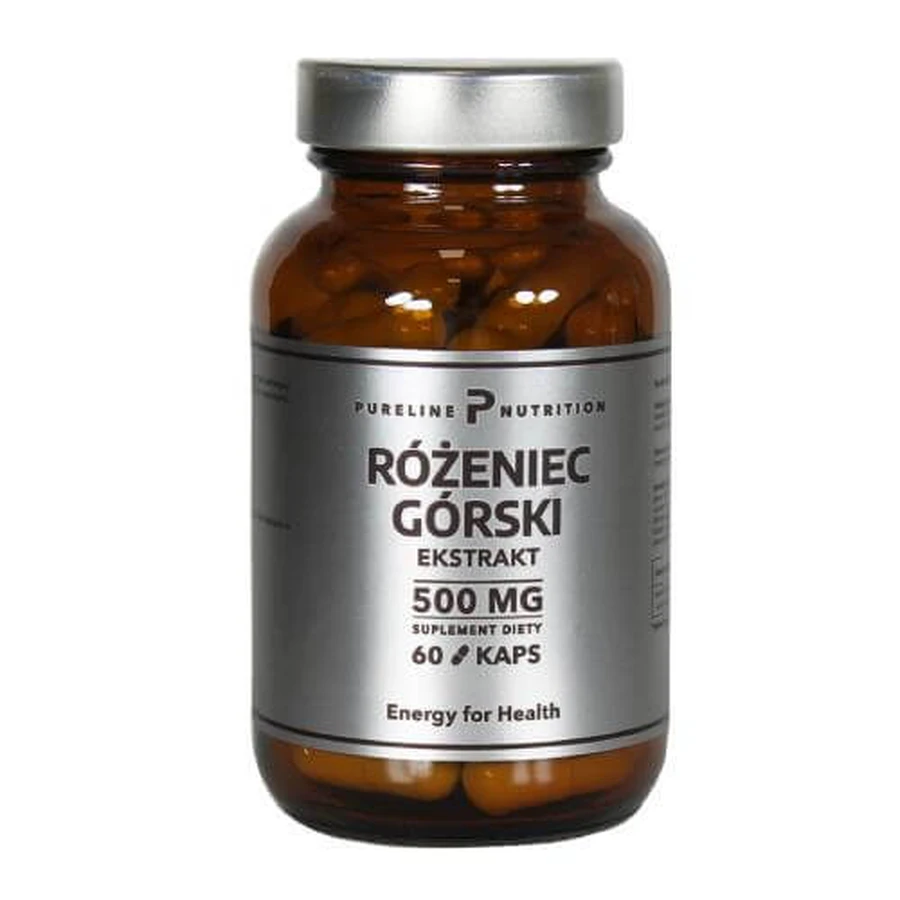 Pureline Nutrition Extrait de Rhodiola rosea 500mg, 60 gélules