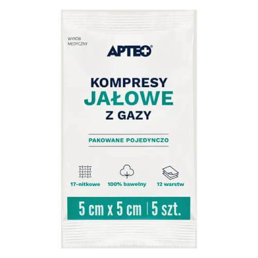 APTEO CARE sterile gauze compresses 5x5cm, 5 pieces