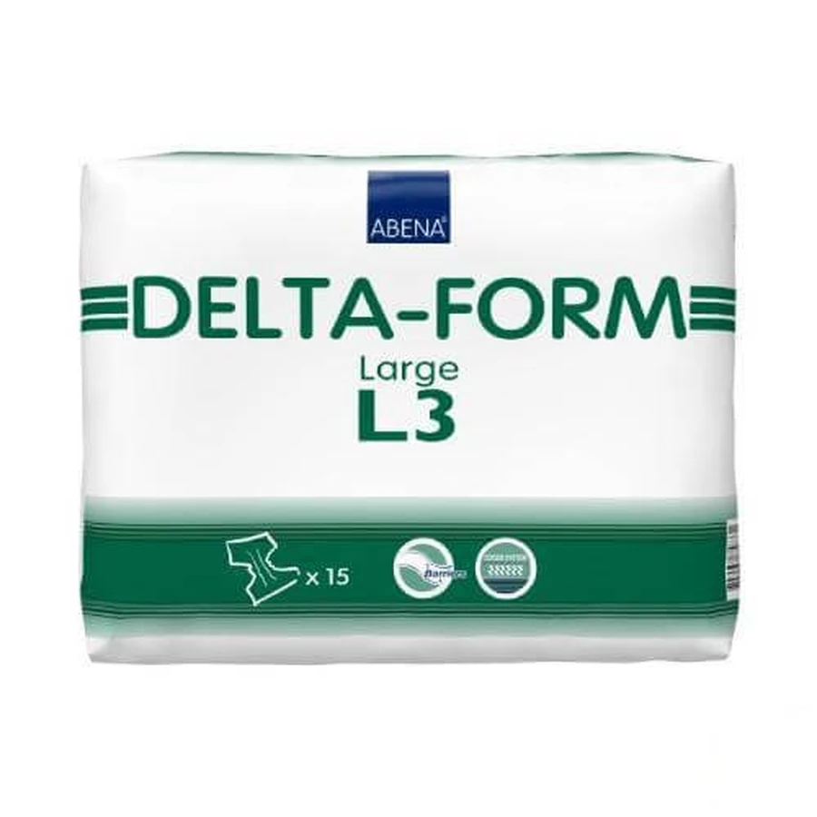 ABENA DELTA-FORM Pañales grandes L3 para adultos, 15 unidades