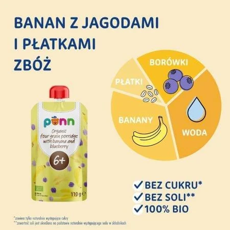 SALVEST PÕNN BIO Banane mit Beeren und Getreideflocken, 110 g