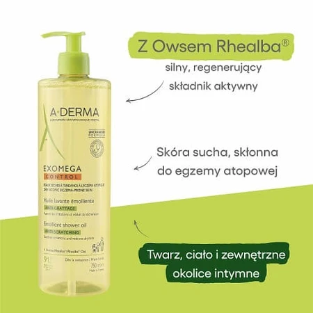 A-DERMA EXOMEGA Control Verzachtende Doucheolie voor kinderen en volwassenen, 750ml