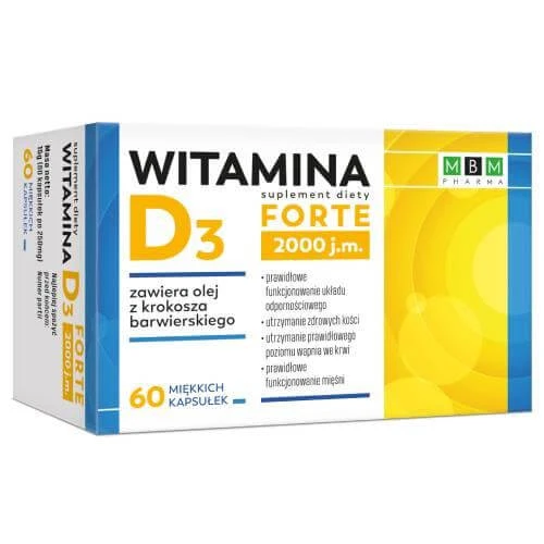 Vitamin D3 Forte 2000 IU, 60 caps