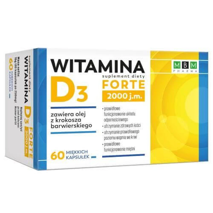 Vitamine D3 Forte 2000 IE, 60 capsules