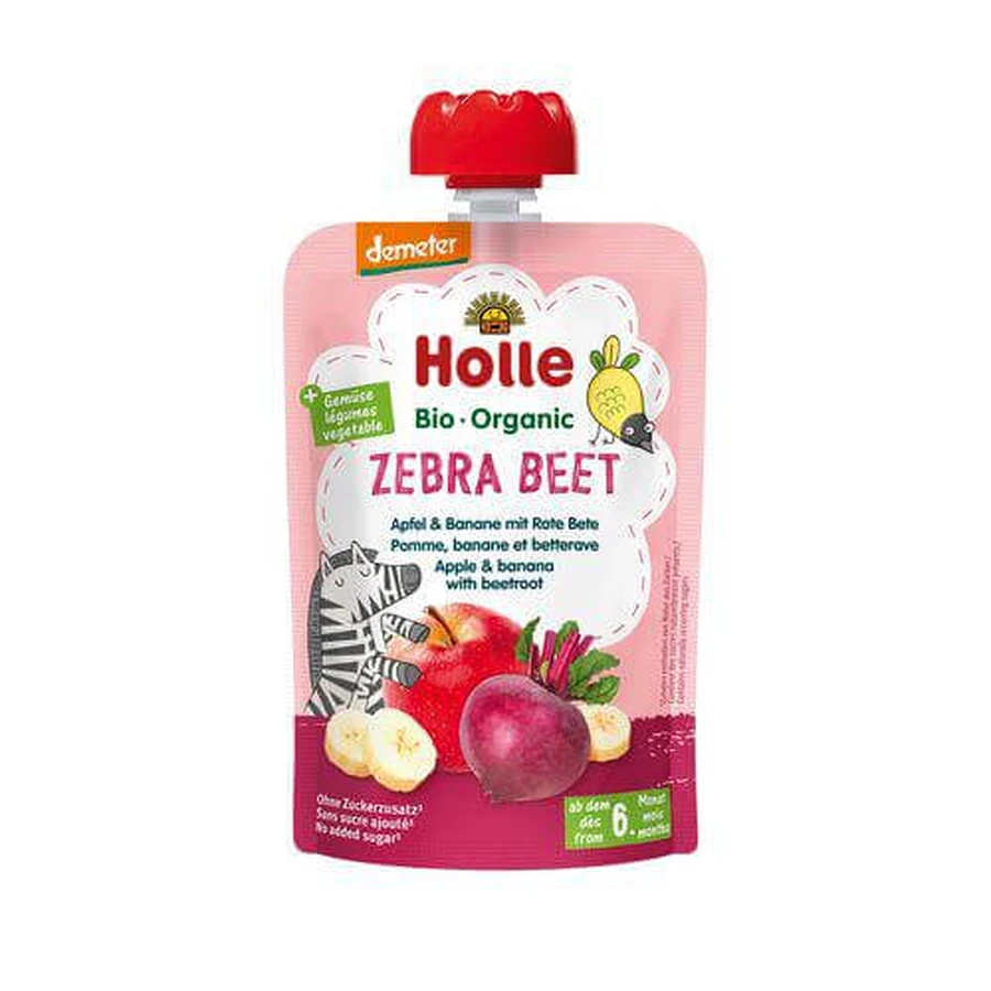 HOLLE Bio Obst- und Gemüsemousse Apfel, Banane und Rote Bete, 100g
