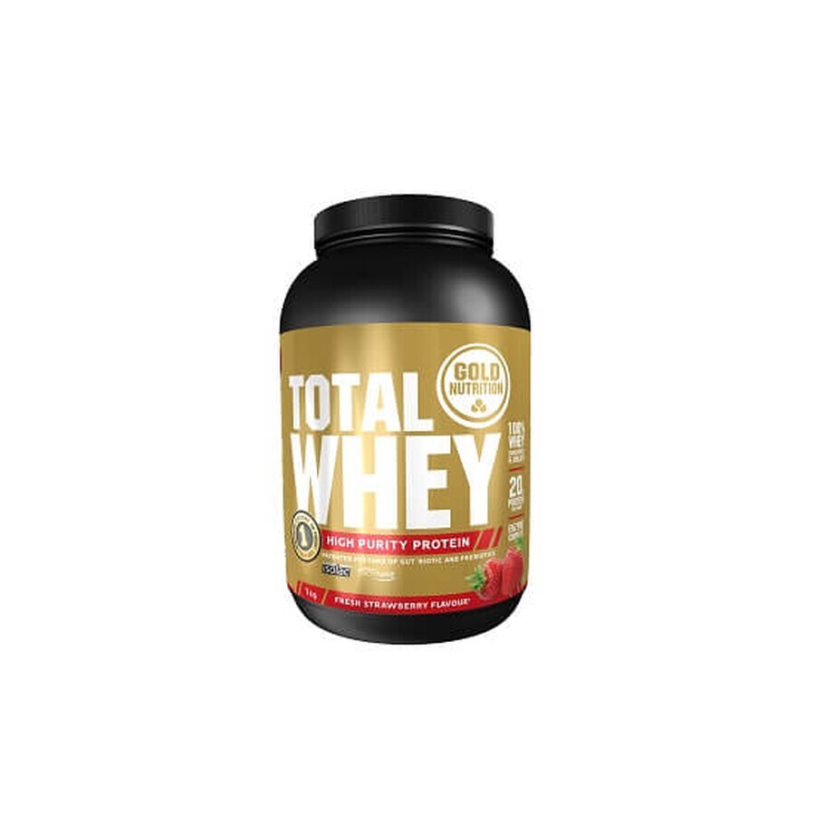 Total Whey Polvo de Proteína de Fresa, 1 kg, Gold Nutrition