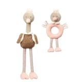 BABYONO Educatieve speelgoedset - knuffel en rammelaar OSTRICH McKNOX FAMILY