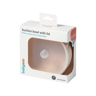 BabyOno Siliconen kom met zuignap en deksel beige, 1 st