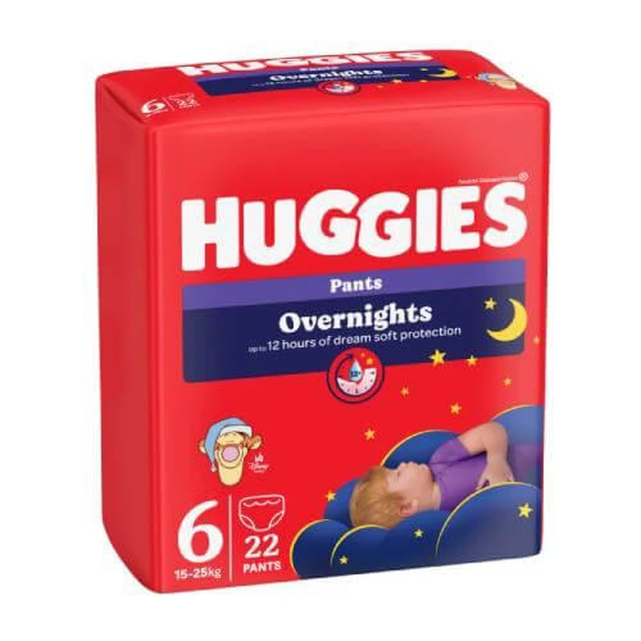 HUGGIES Overnights Pants Windeln Größe 6 (15-25kg), 22 Stück