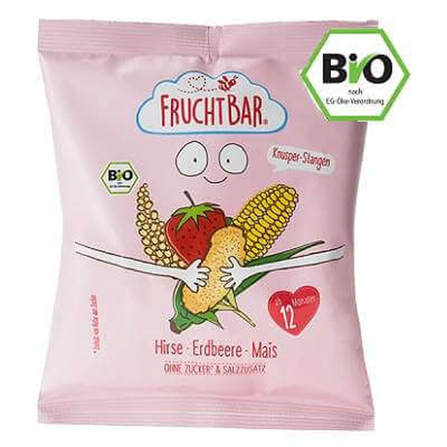 Boutique Eco muffuoli au millet, fraises et maïs, 30g, Frucht Bar Eco muffuoli au millet, fraises et maïs, 30g, Frucht Bar