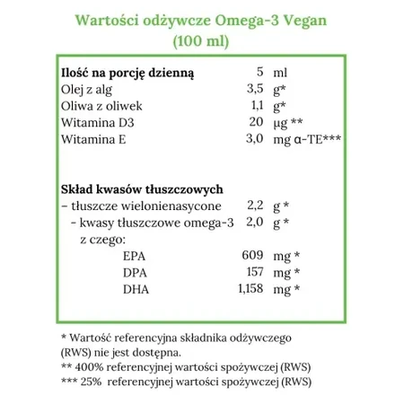 Norsan Omega-3 Vegan with vegetable algae oil in lemon flavor, 100 ml