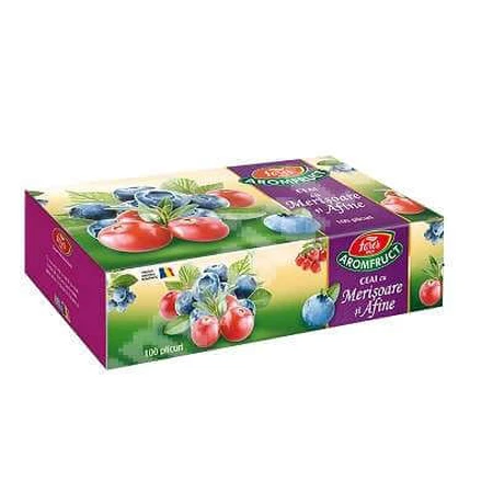 Té de arándano rojo y arándano azul, Aromafruct, 100 bolsitas, Fares
