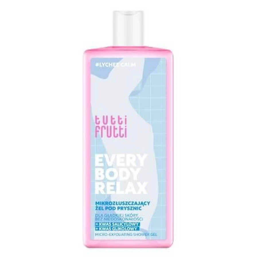 Tutti Frutti LycheeCalm Micro Peeling-Duschgel mit Salicylsäure und Glykolsäure, 400 ml